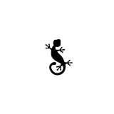A simple black silhouette of a gecko is centered on white—ideal for reptile lovers using the I Heart Bugs Leopard Gecko/Banded Gecko Bioactive Clean-Up Crew Pack in their setups.